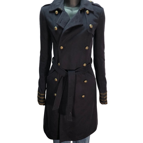 Gryphon New York Navy Cashmere Blend Coat XS